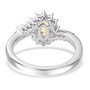 back view of heliodor and white zircon bypass ring in rhodium over sterling silver