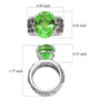 green quartz triplet and black spinel solitaire ring in rhodium over sterling silver shown for size comparison