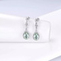 close up of prasiolite dangle earrings in rhodium over sterling silver