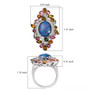 boulder opal triplet multi color tourmaline and zircon statement ring in rhodium over sterling silver shown for size comparison