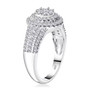 side view of natural diamond cluster ring in rhodium over sterling silver