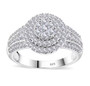 natural diamond cluster ring in rhodium over sterling silver