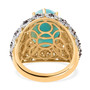 back view of larimar tanzanite and zircon statement ring in 18k yellow gold over sterling silver