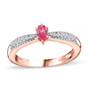 mahenge pink spinel and moissanite dainty solitaire ring in 18k rose gold over sterling silver