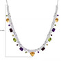 multi gemstone statement necklace in rhodium over sterling silver shown for size comparison