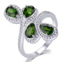 full view of aquamarine and white zircon bypass ring in rhodium over sterling silver