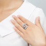 aquamarine bypass ring in rhodium over sterling silver
