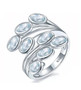 aquamarine bypass ring in rhodium over sterling silver