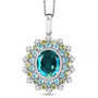blue and green quartz triplet peridot apatite and zircon pendant necklace in rhodium over sterling silver