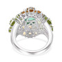 back view of blue and green quartz triplet peridot citrine and zircon ring in rhodium over sterling silver