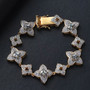 turkizite and white zircon tennis bracelet in 18k yellow gold over sterling silver shown in a lifestyle photo