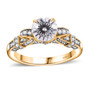 moissanite ring in 18k yellow gold over sterling silver