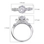 moissanite ring in rhodium over sterling silver shown for size comparison