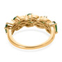 back view of tsavorite garnet and white zircon band ring in 18k yellow gold over sterling silver