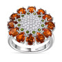 madeira citrine chrome diopside and zircon flower cluster ring in rhodium over sterling silver