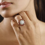 madeira citrine chrome diopside and zircon flower cluster ring in rhodium over sterling silver worn on a hand