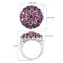 rhodolite garnet and white zircon cluster ring in rhodium over sterling silver shown for size comparison