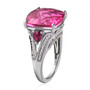 side view of pink quartz triplet rhodolite garnet and zircon ring in rhodium over sterling silver