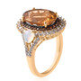 side view of scapolite opal brown zircon and white zircon ring in 18k yellow gold over sterling silver