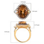 scapolite opal brown zircon and white zircon ring in 18k yellow gold over sterling silver shown for size comparison