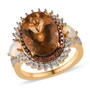 scapolite opal brown zircon and white zircon ring in 18k yellow gold over sterling silver