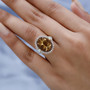 scapolite opal brown zircon and white zircon ring in 18k yellow gold over sterling silver worn on a hand