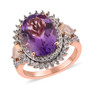 amethyst opal and white zircon halo ring in 18k rose gold over sterling silver