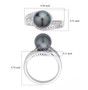 tahitian cultured pearl and zircon bypass ring in rhodium over sterling silver shown for size comparison