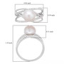 white freshwater pearl and cz crossover band ring in rhodium over sterling silver shown for size comparison
