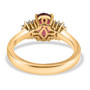 back view of rubellite tourmaline and diamond ring in 10k yellow gold