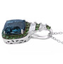 side view of kyanite tsavorite garnet and zircon pendant necklace in rhodium over sterling silver