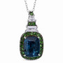 kyanite tsavorite garnet and zircon pendant necklace in rhodium over sterling silver