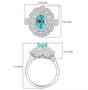 paraiba tourmaline and diamond triple halo ring in solid 950 platinum shown for size comparison
