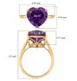 amethyst heart solitaire ring in solid 10k yellow gold shown for size comparison