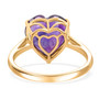 full view of amethyst heart solitaire ring in solid 10k yellow gold