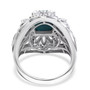 back view of turquoise and moissanite statement ring in rhodium over sterling silver