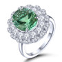 green fluorite and white zircon ring in rhodium over sterling silver