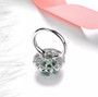 green fluorite and white zircon ring in rhodium over sterling silver