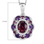rhodolite garnet amethyst and zircon pendant necklace in rhodium over sterling silver shown for size comparison