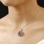 rhodolite garnet amethyst and zircon pendant necklace in rhodium over sterling silver worn around the neck