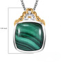 malachite and white zircon pendant necklace in two-tone 18k yellow gold and rhodium over sterling silver shown for size comparison