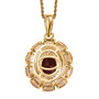 back view of rhodolite garnet citrine and zircon halo pendant necklace in 18k yellow gold over sterling silver