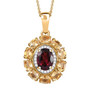 rhodolite garnet citrine and zircon halo pendant necklace in 18k yellow gold over sterling silver