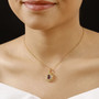 rhodolite garnet citrine and zircon halo pendant necklace in 18k yellow gold over sterling silver worn around the neck