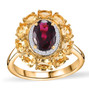 rhodolite garnet citrine and zircon halo ring in 18k yellow gold over sterling silver