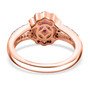 back view of purple garnet chrome diopside and zircon halo ring in 18k rose gold over sterling silver