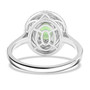 back view of tsavorite garnet padparadscha sapphire and diamond halo ring in solid 950 platinum