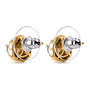 back view of amethyst and white zircon love knot earrings in 18k yellow gold and rhodium over sterling silver