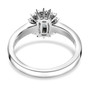full view of alexandrite and diamond cushion halo ring in solid 10k white gold