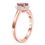 side view of purple sapphire and diamond pear halo ring in solid 10k rose gold